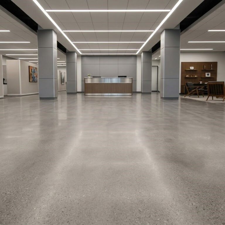 Satin low-sheen polished concrete finish sample