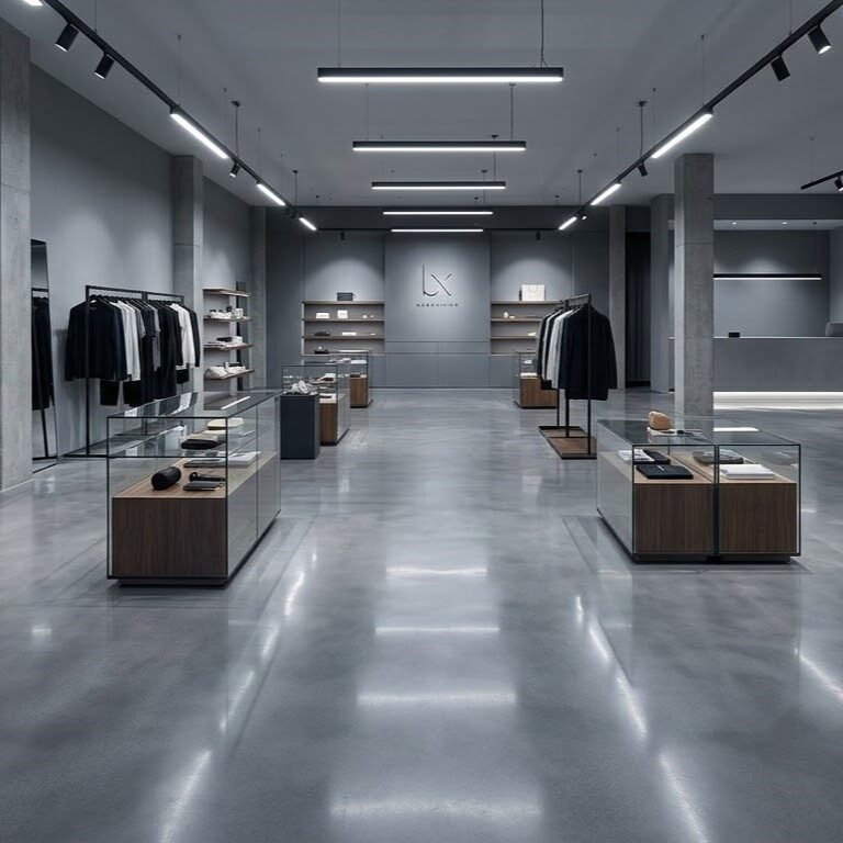 Semi-gloss polished concrete finish sample